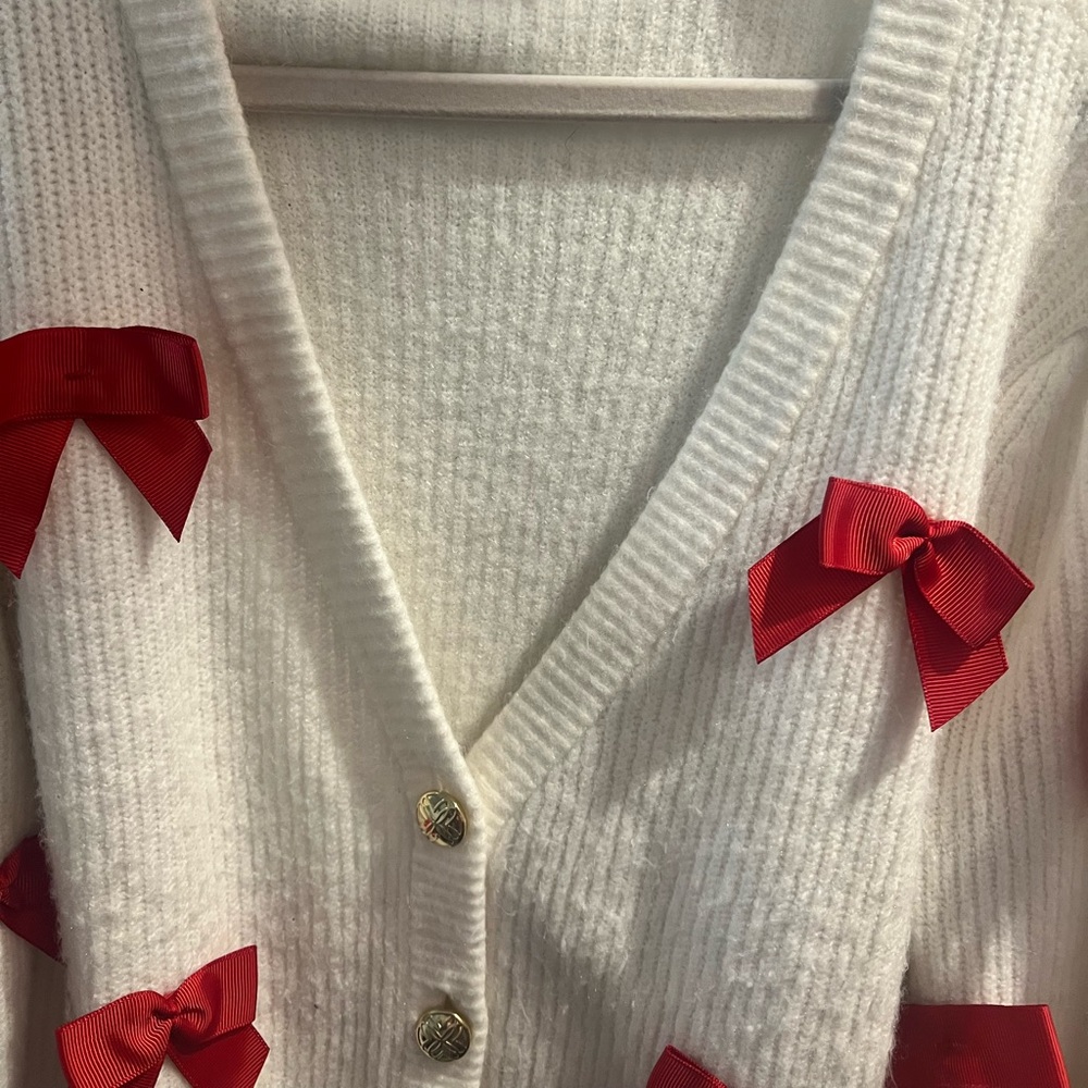 Lilly Pulitzer Zarie Cardigan with Red Bows sz L - Picture 4 of 8